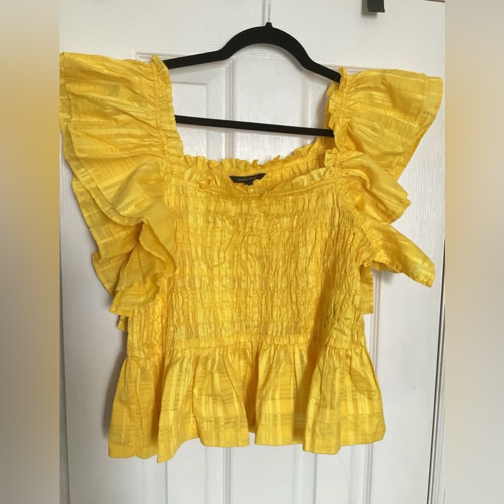 Banana Republic Yellow Ruffled Smocked Crop Women’s Top Size XL